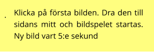 . Klicka på första bilden. Dra den till sidans mitt och bildspelet startas. Ny bild vart 5:e sekund