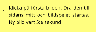 . Klicka på första bilden. Dra den till sidans mitt och bildspelet startas. Ny bild vart 5:e sekund