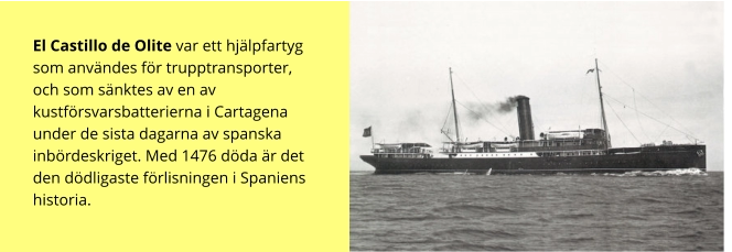 El Castillo de Olite var ett hjälpfartyg som användes för trupptransporter, och som sänktes av en av kustförsvarsbatterierna i Cartagena under de sista dagarna av spanska inbördeskriget. Med 1476 döda är det den dödligaste förlisningen i Spaniens historia.