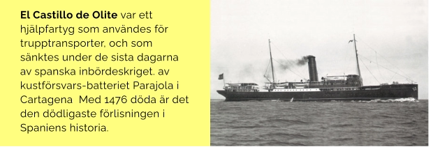 El Castillo de Olite var ett hjälpfartyg som användes för trupptransporter, och som sänktes under de sista dagarna av spanska inbördeskriget. av kustförsvars-batteriet Parajola i Cartagena  Med 1476 döda är det den dödligaste förlisningen i Spaniens historia.